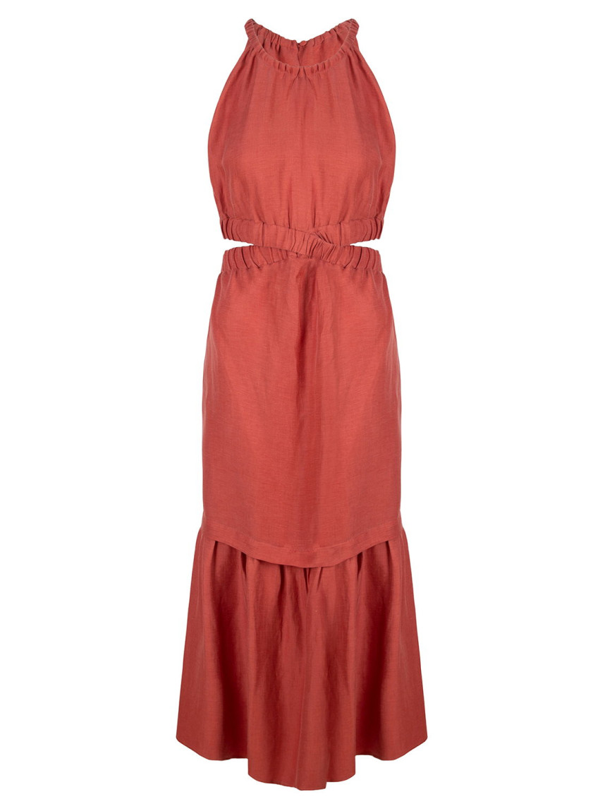 Marais Studio Fiona Coral Vegan Keten Elbise Marais Studio Fiona Coral Vegan Keten Elbise