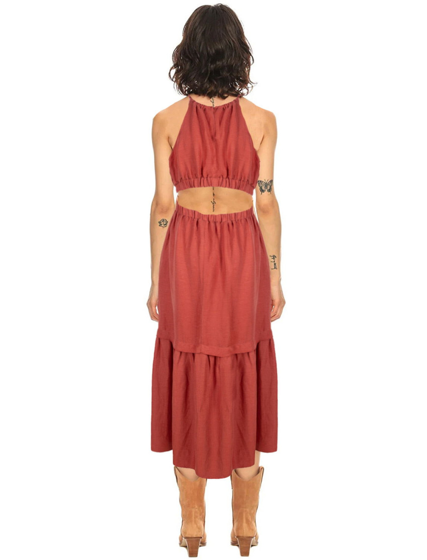 Marais Studio Fiona Coral Vegan Keten Elbise Marais Studio Fiona Coral Vegan Keten Elbise