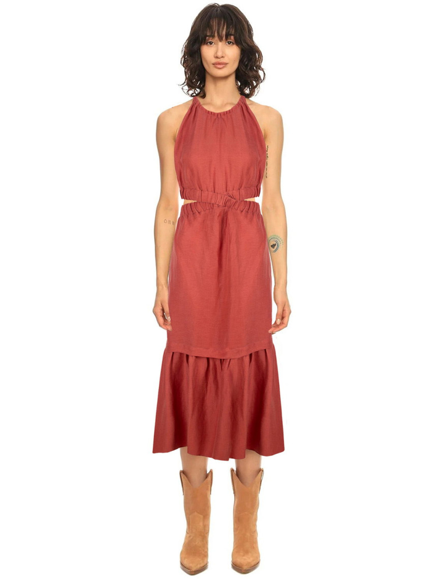 Marais Studio Fiona Coral Vegan Keten Elbise Marais Studio Fiona Coral Vegan Keten Elbise