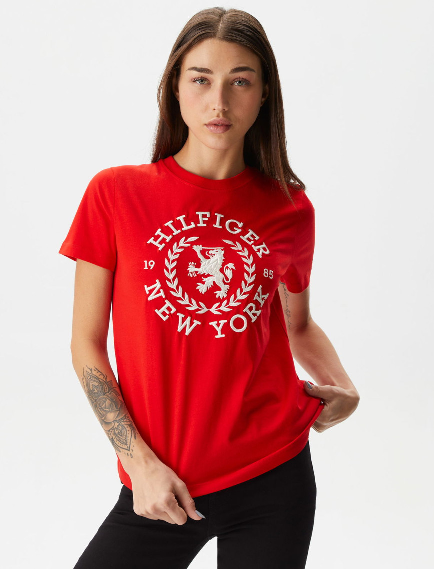 Tommy Hilfiger Reg Kadın Kırmızı T-Shirt Tommy Hilfiger Reg Kadın Kırmızı T-Shirt