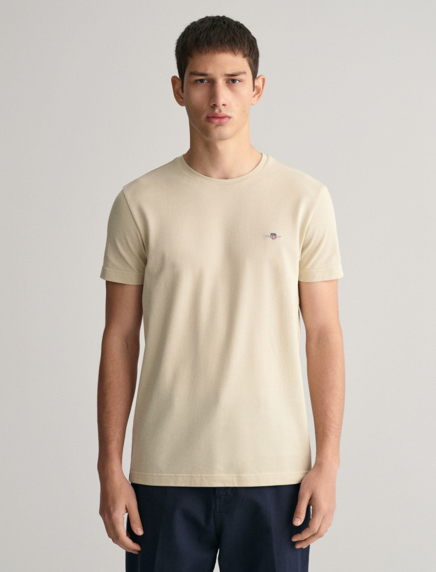 GANT Erkek Bej Slim Fit Bisiklet Yaka T-Shirt GANT Erkek Bej Slim Fit Bisiklet Yaka T-Shirt