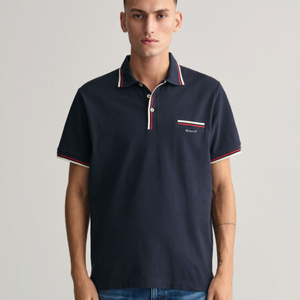 GANT Erkek Lacivert Regular Fit Çizgili Polo GANT Erkek Lacivert Regular Fit Çizgili Polo
