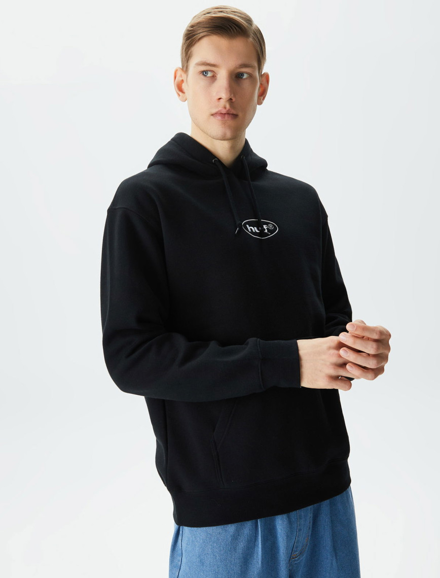 HUF Gundam Wing Pullover Erkek Siyah Hoodie HUF Gundam Wing Pullover Erkek Siyah Hoodie