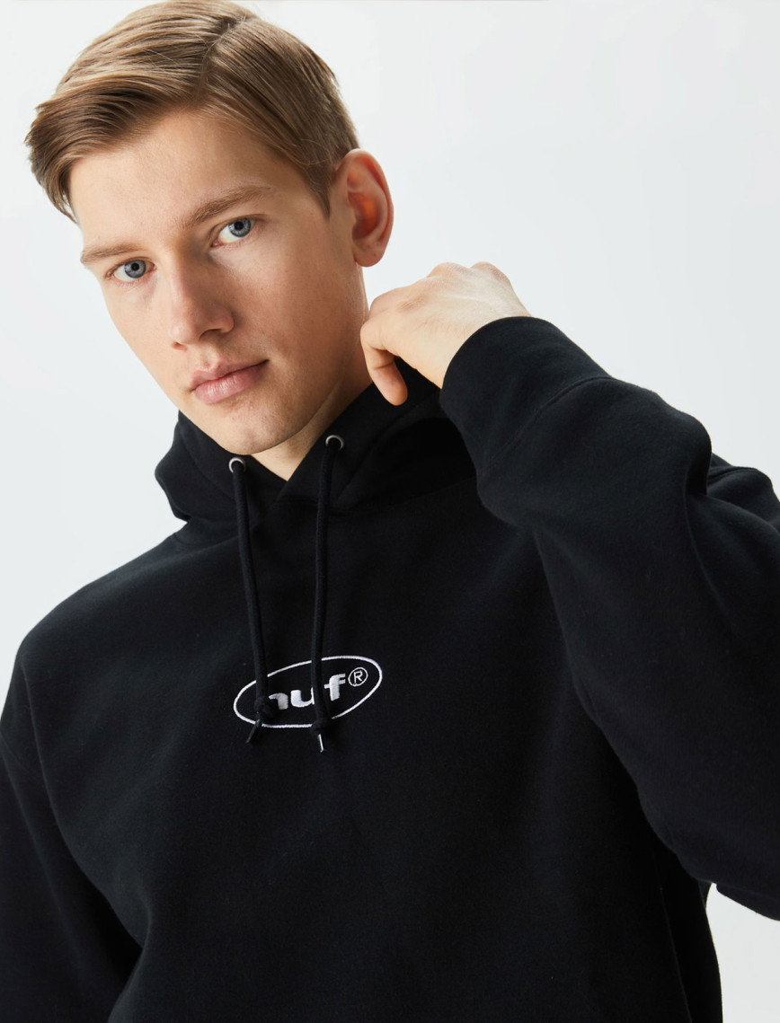 HUF Gundam Wing Pullover Erkek Siyah Hoodie HUF Gundam Wing Pullover Erkek Siyah Hoodie