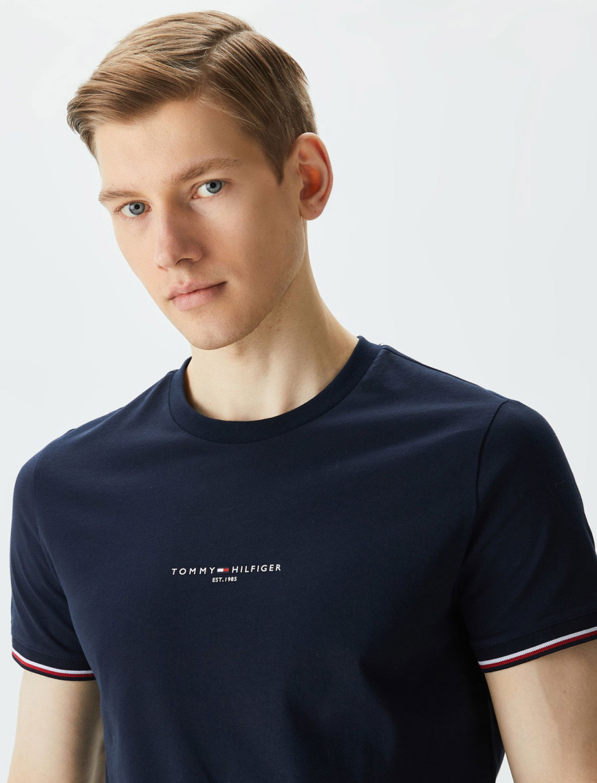 Tommy Hilfiger Logo Tipped Erkek Lacivert T-Shirt Tommy Hilfiger Logo Tipped Erkek Lacivert T-Shirt