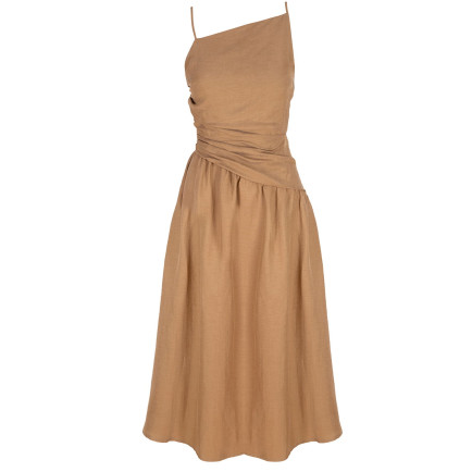 Marais Studio Ella Vegan Keten Elbise Bej Rengi