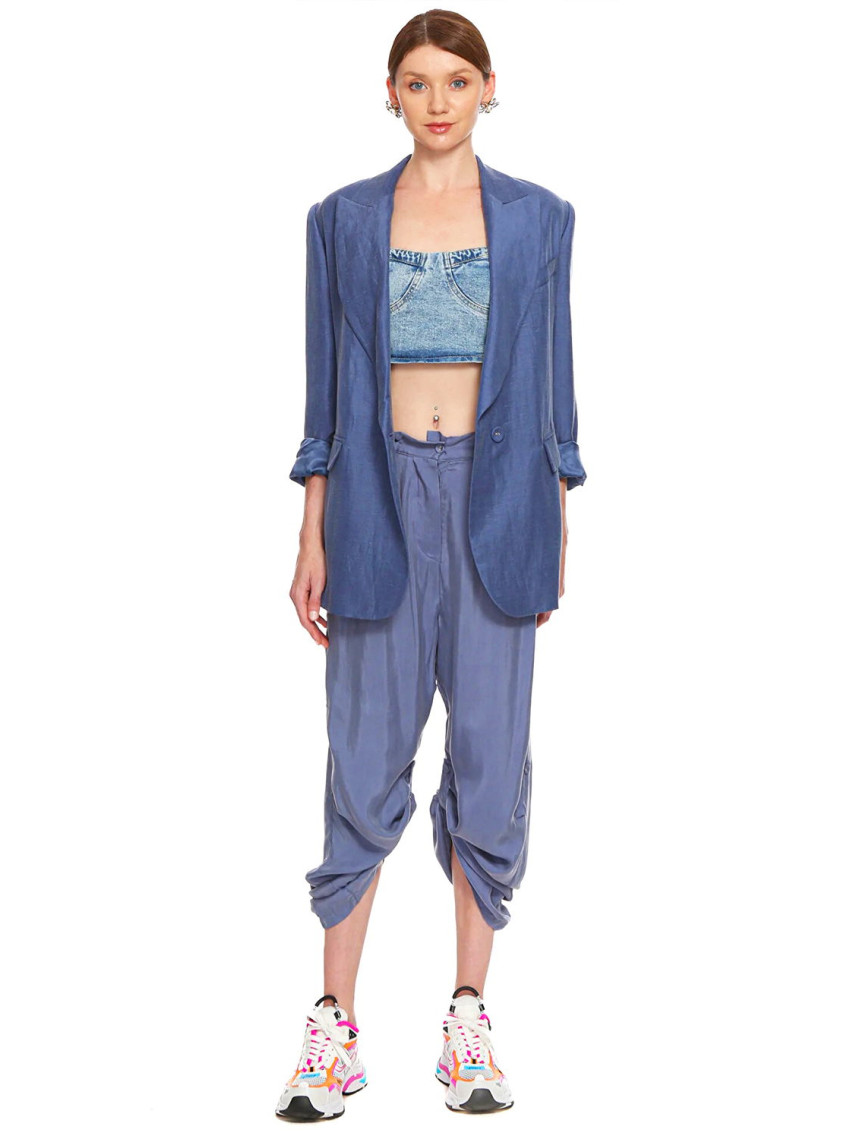 Marais Studio Kadın Lugana Blue Vegan Oversize Pantolon Marais Studio Kadın Lugana Blue Vegan Oversize Pantolon