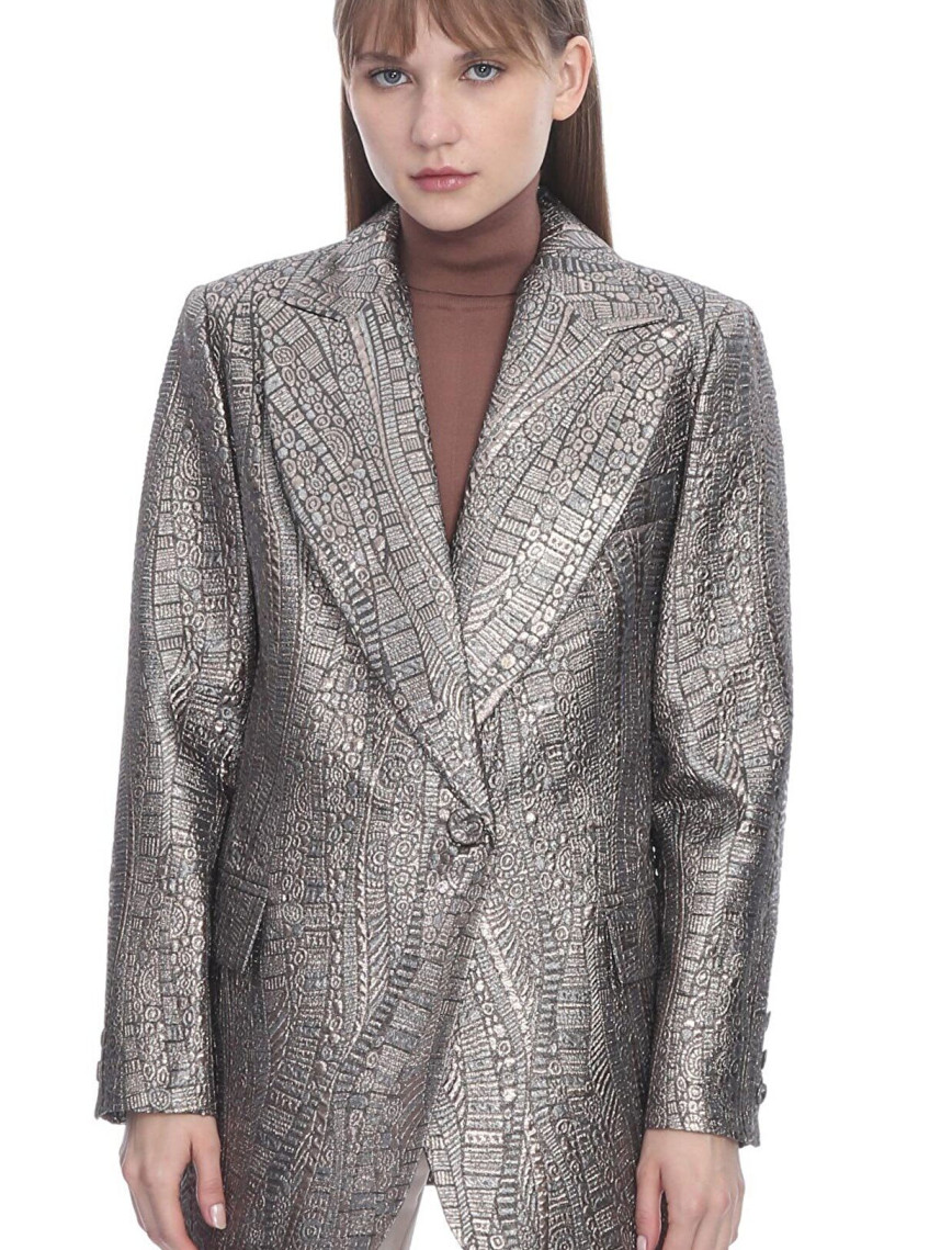 Marais Studio Kadın Copelli Jakar Blazer Gümüş Marais Studio Kadın Copelli Jakar Blazer Gümüş