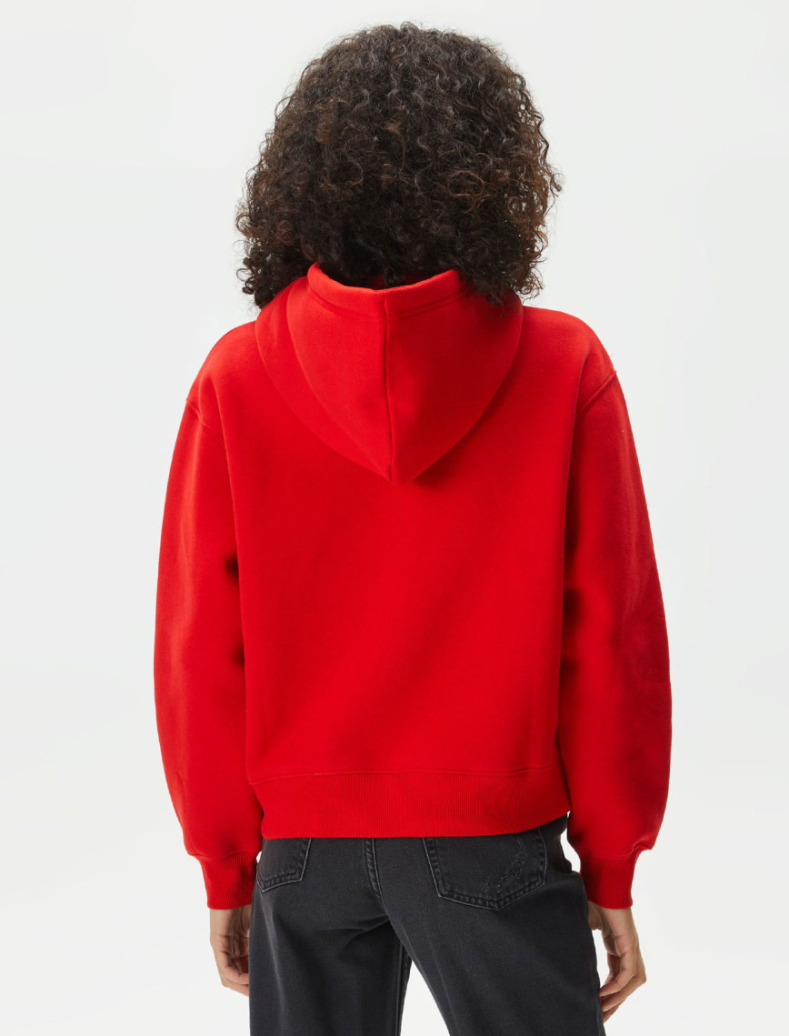 Tommy Hilfiger Reg Crest Hoodie Kadın Kırmızı Sweatshirt