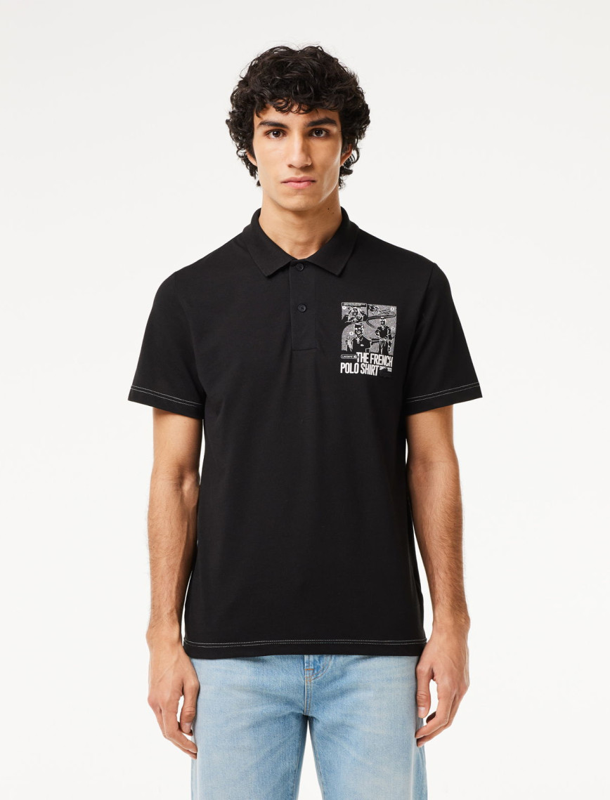 Lacoste Erkek Regular Fit Baskılı Siyah Polo Lacoste Erkek Regular Fit Baskılı Siyah Polo