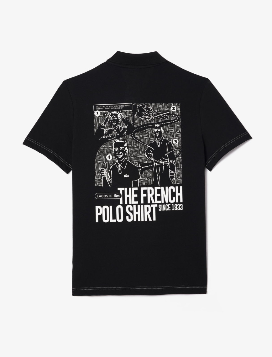 Lacoste Erkek Regular Fit Baskılı Siyah Polo Lacoste Erkek Regular Fit Baskılı Siyah Polo
