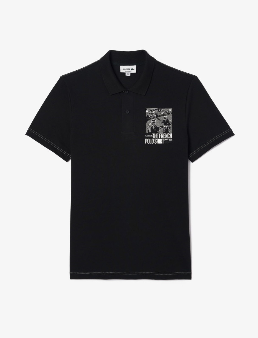 Lacoste Erkek Regular Fit Baskılı Siyah Polo Lacoste Erkek Regular Fit Baskılı Siyah Polo