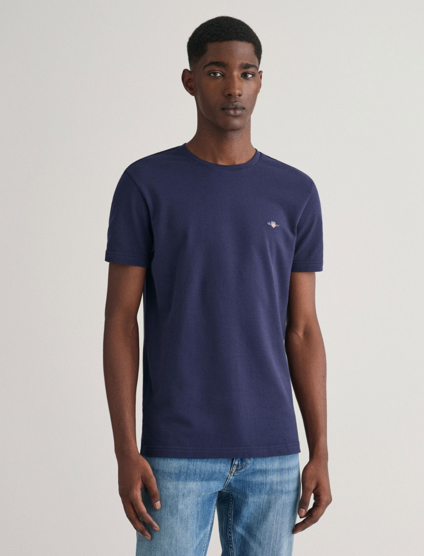 GANT Erkek Lacivert Slim Fit Bisiklet Yaka T-Shirt GANT Erkek Lacivert Slim Fit Bisiklet Yaka T-Shirt