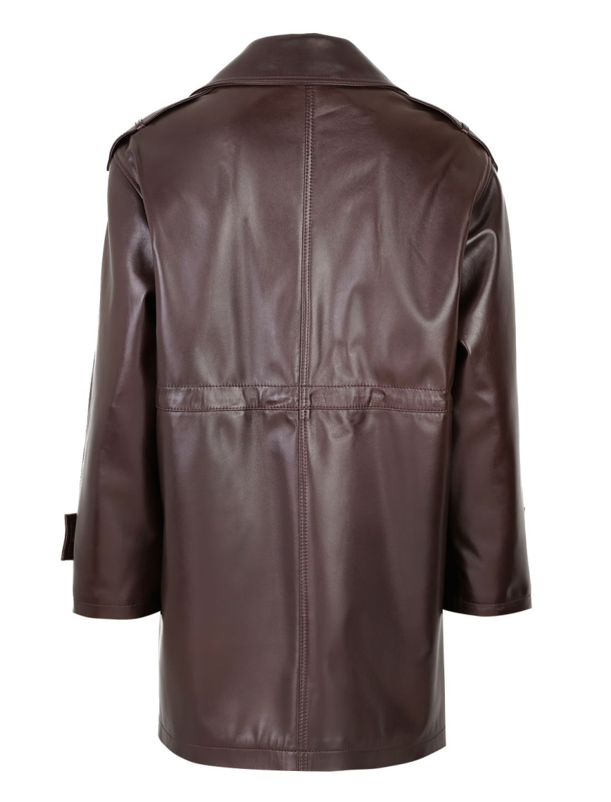 Carlynda Kahve Kadın Deri Pardösü