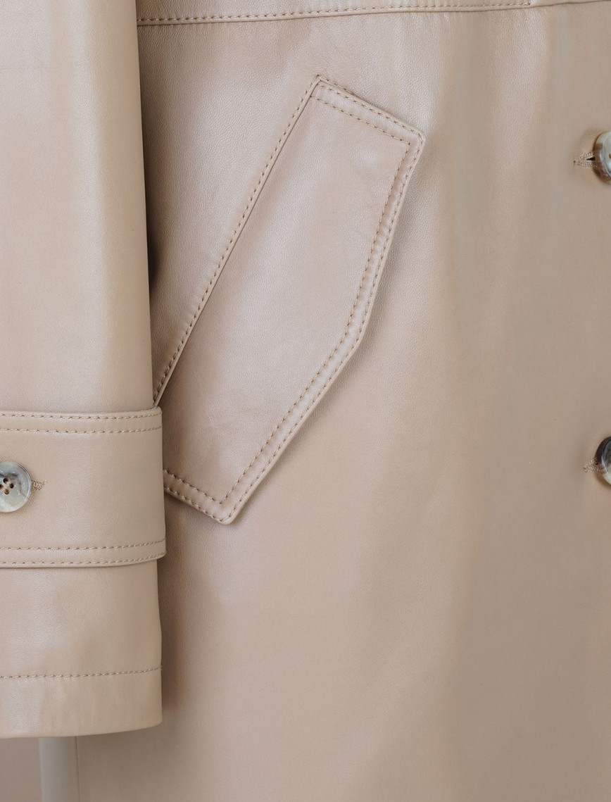 Carlynda Bej Kadın Deri Oversize Pardösü Carlynda Bej Kadın Deri Oversize Pardösü