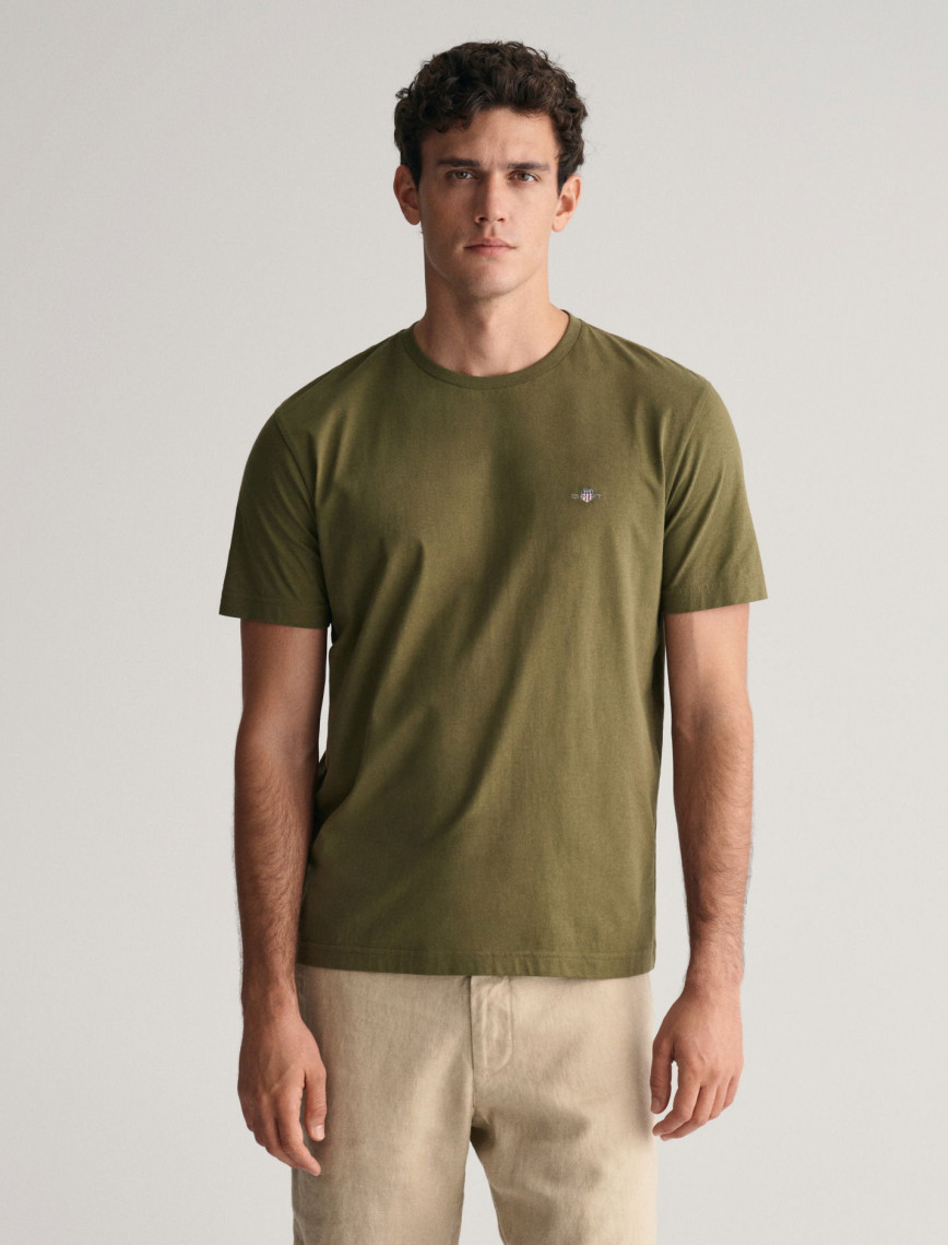 GANT Erkek Siyah Regular Fit Bisiklet Yaka T-Shirt