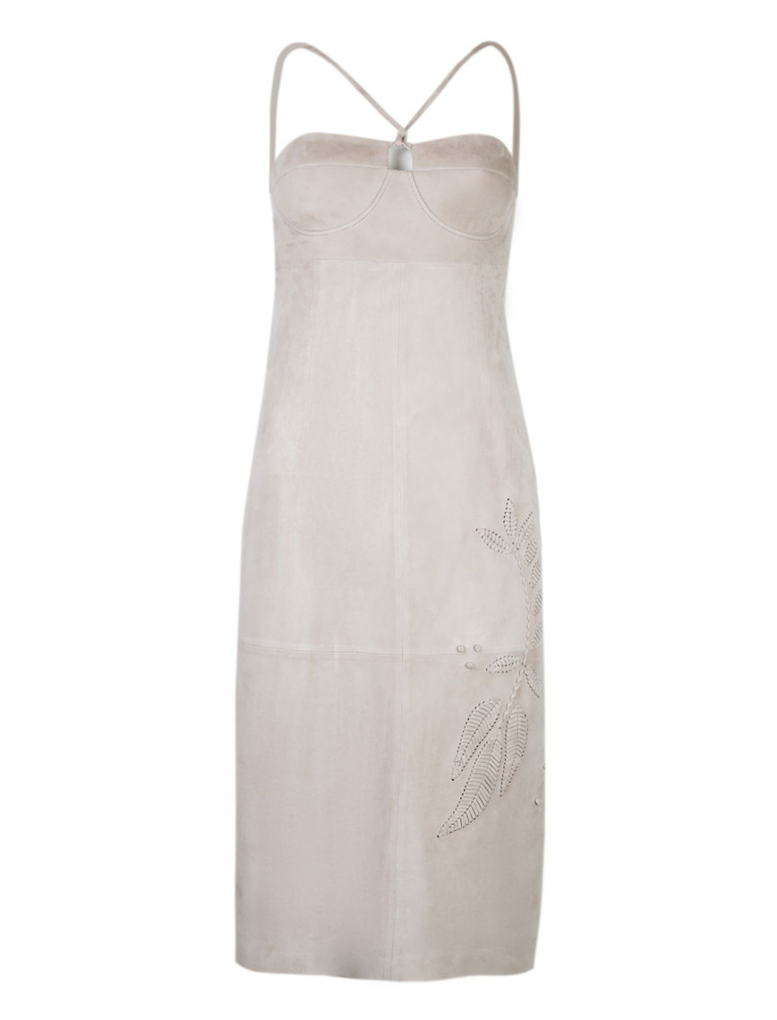 Verona Bej Kadın Nakışlı Süet Deri Elbise Verona Bej Kadın Nakışlı Süet Deri Elbise