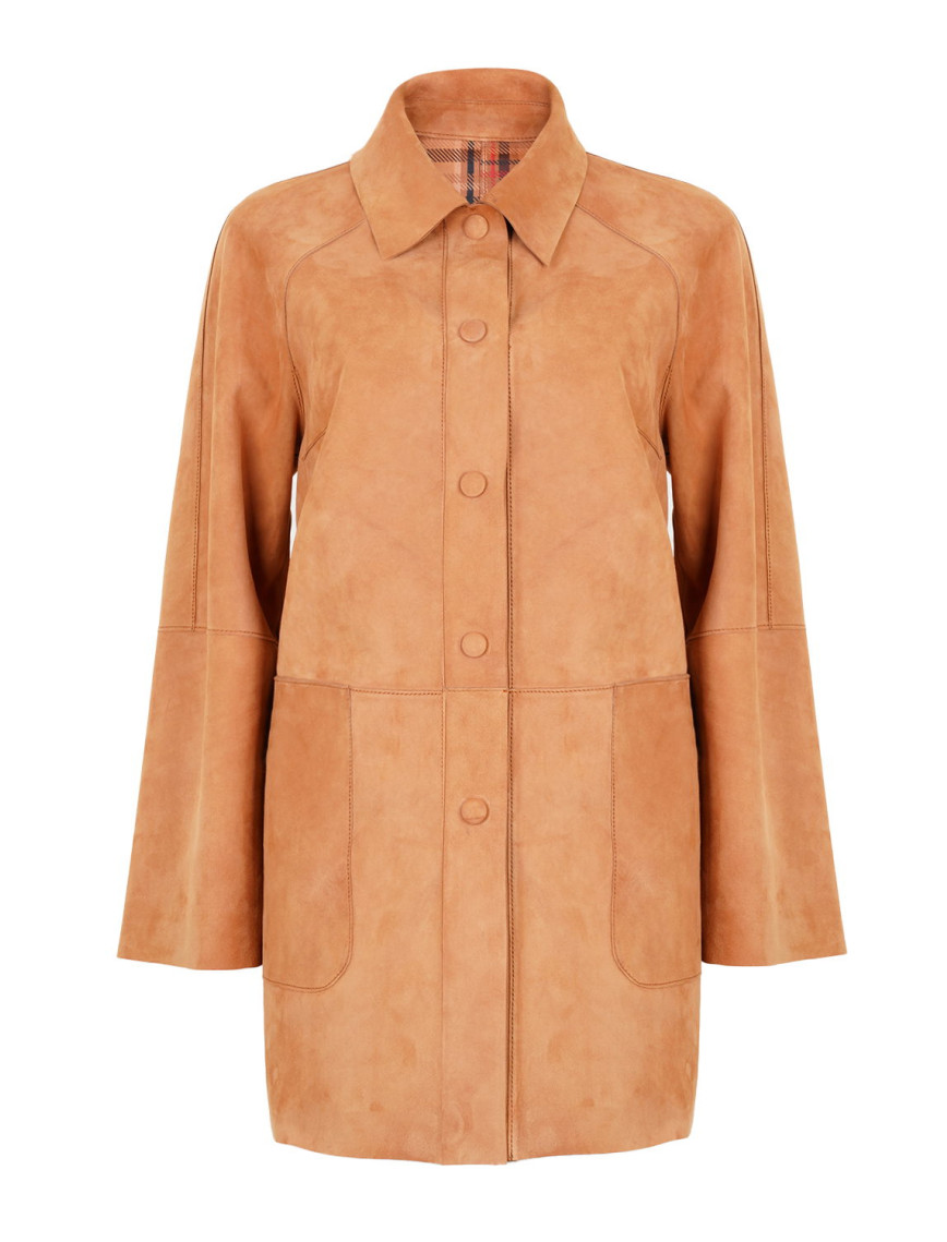 Sienna Konyak Kadın Çift Taraflı Süet Deri Pardösü Sienna Konyak Kadın Çift Taraflı Süet Deri Pardösü