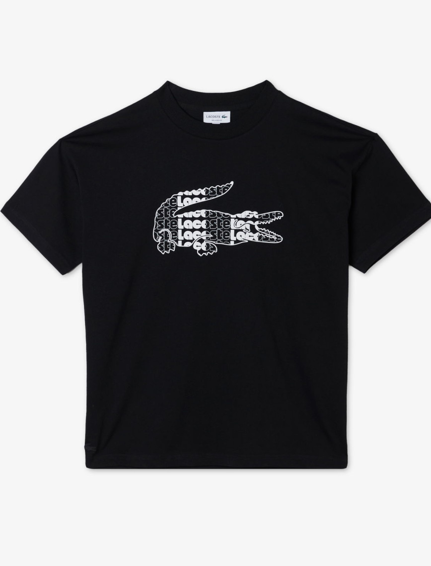 Lacoste Erkek Relaxed Fit Bisiklet Yaka Baskılı Siyah T-Shirt Lacoste Erkek Relaxed Fit Bisiklet Yaka Baskılı Siyah T-Shirt