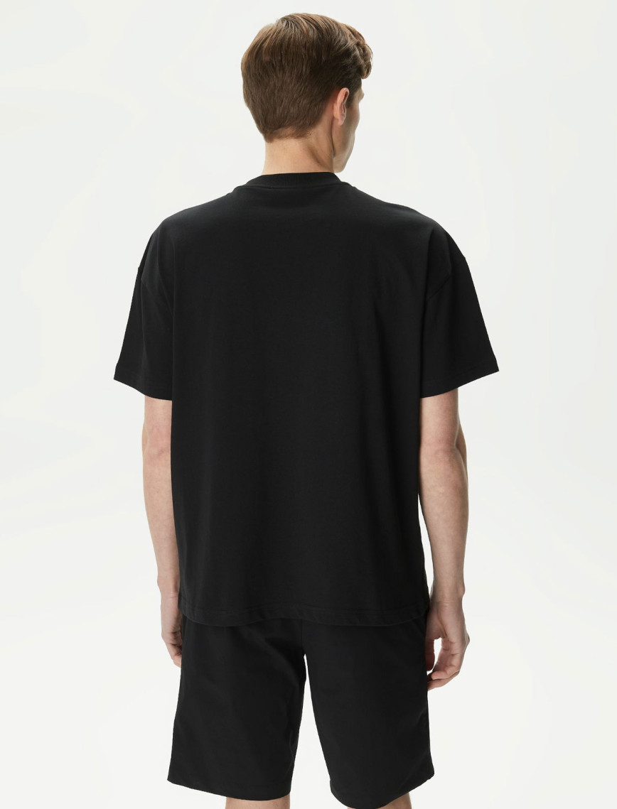 Lacoste Erkek Relaxed Fit Bisiklet Yaka Baskılı Siyah T-Shirt Lacoste Erkek Relaxed Fit Bisiklet Yaka Baskılı Siyah T-Shirt