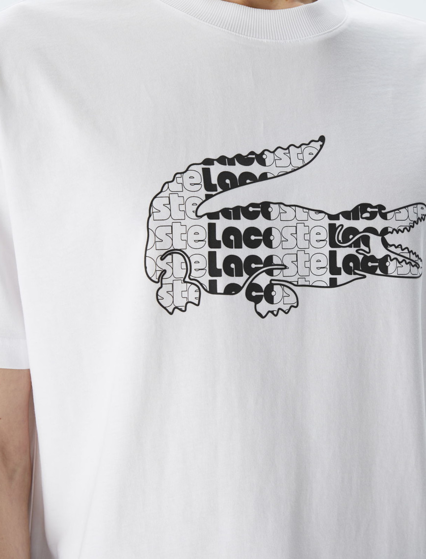 Lacoste Erkek Relaxed Fit Bisiklet Yaka Baskılı Beyaz T-Shirt Lacoste Erkek Relaxed Fit Bisiklet Yaka Baskılı Beyaz T-Shirt