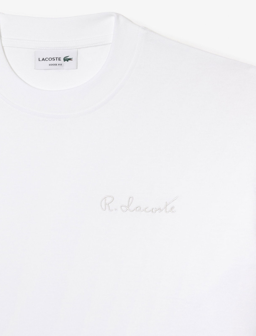 Lacoste Erkek Oversize Fit Bisiklet Yaka Beyaz T-Shirt Lacoste Erkek Oversize Fit Bisiklet Yaka Beyaz T-Shirt