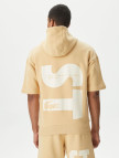 Lacoste Erkek Loose Fit Kapüşonlu Baskılı Krem Sweatshirt