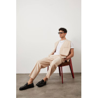 Çizgili Boru Paça Pantolon Çizgili Boru Paça Pantolon