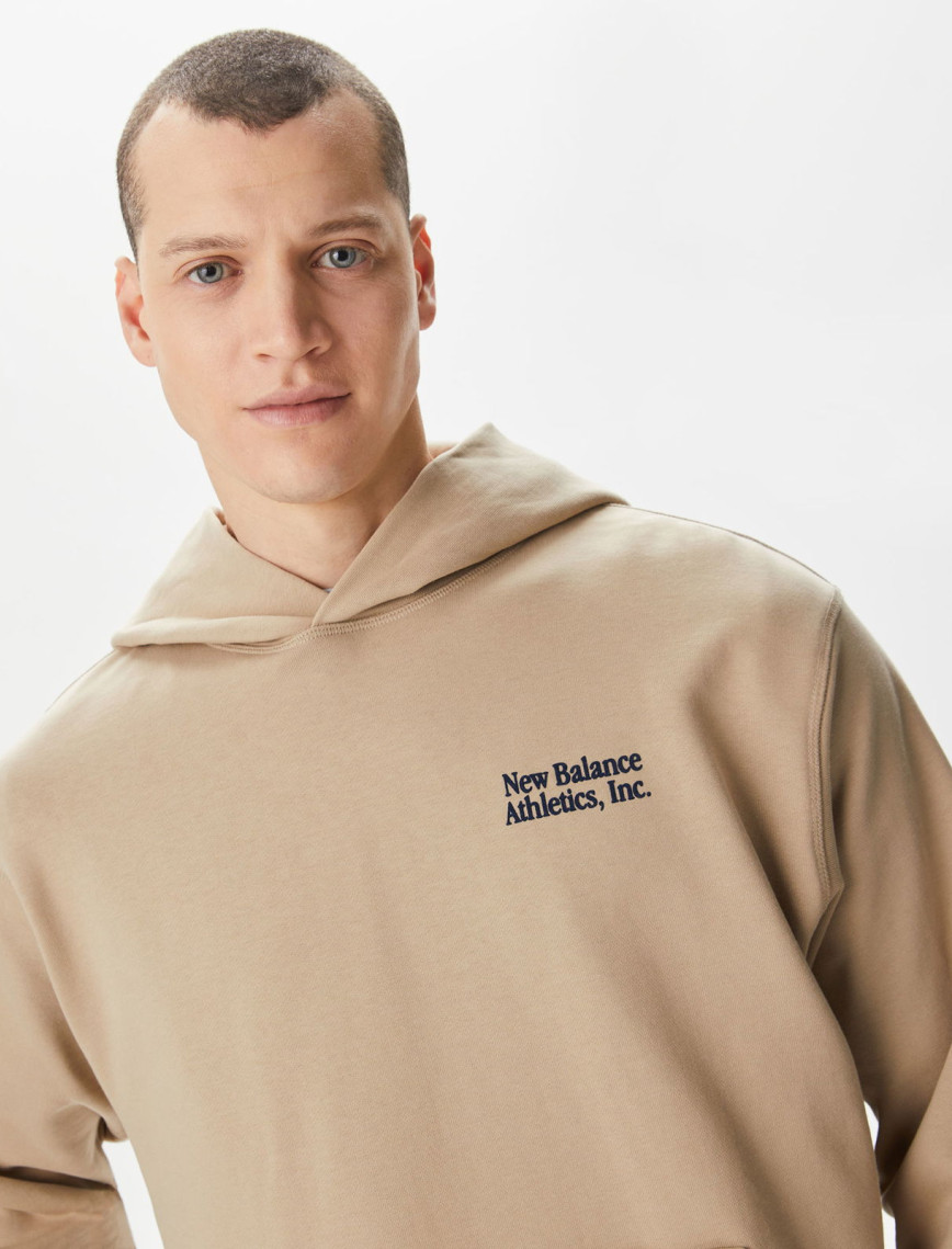 New Balance Athletics Embroidered Relaxed Bej Erkek Hoodie New Balance Athletics Embroidered Relaxed Bej Erkek Hoodie