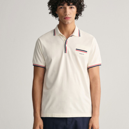GANT Erkek Krem Regular Fit Çizgili Polo GANT Erkek Krem Regular Fit Çizgili Polo