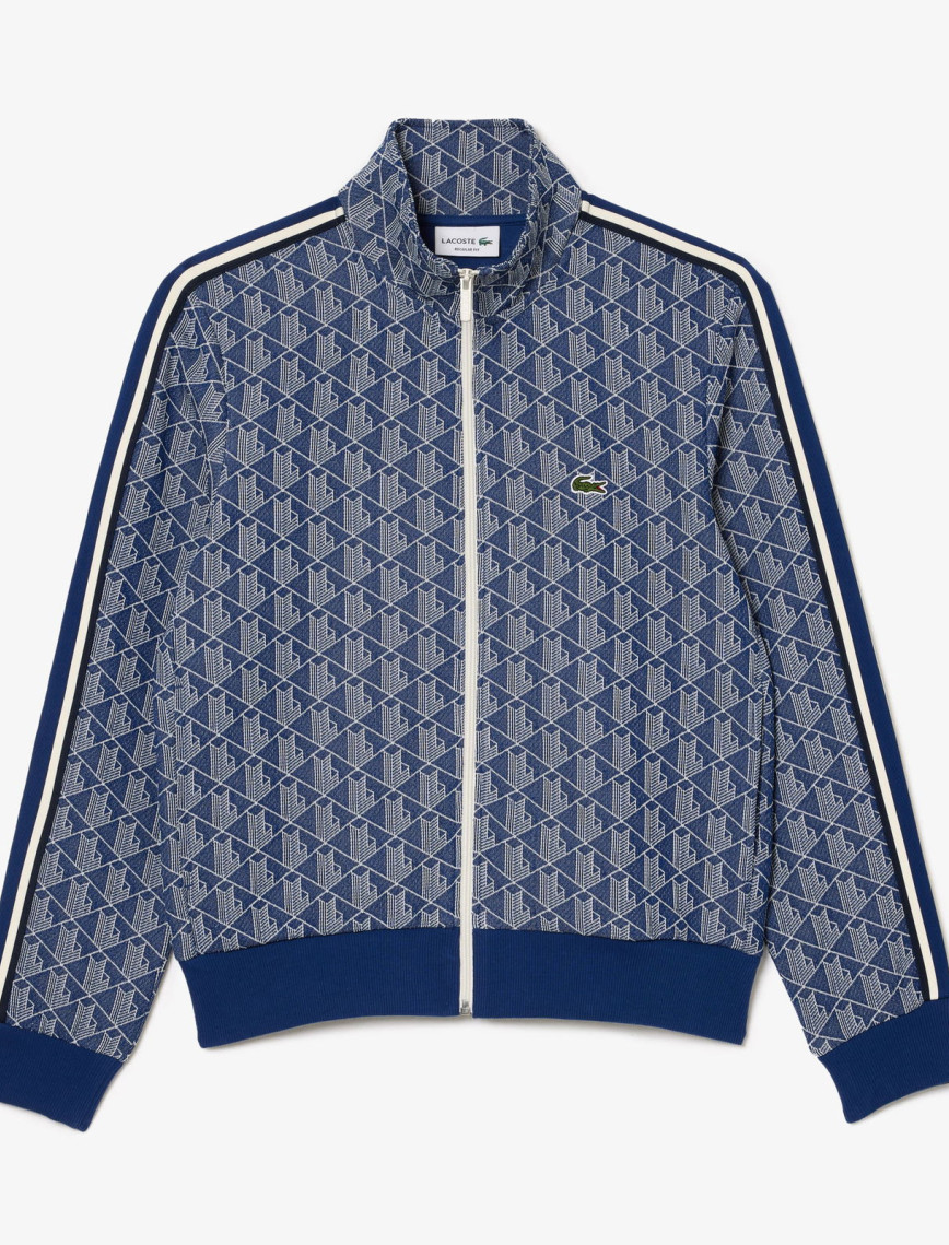 Lacoste Erkek Regular Fit Fermuarlı Monogram Lacivert Sweatshirt