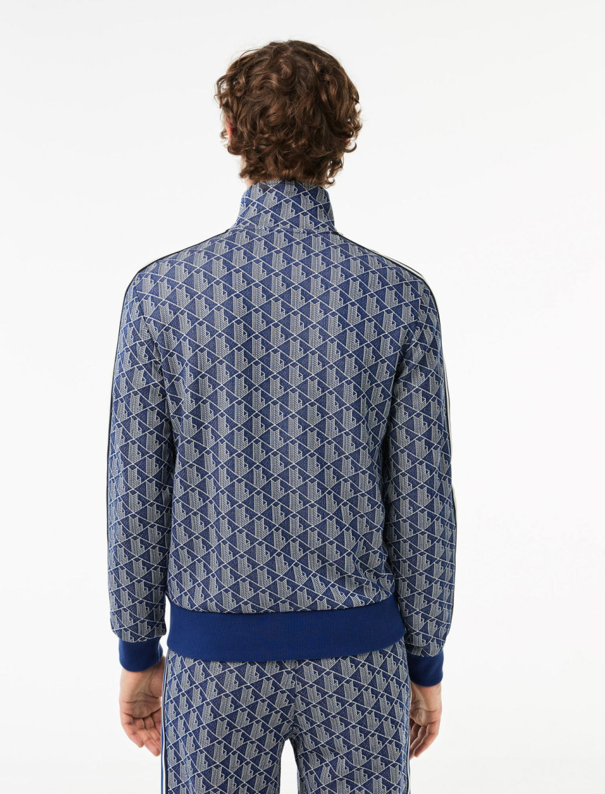 Lacoste Erkek Regular Fit Fermuarlı Monogram Lacivert Sweatshirt