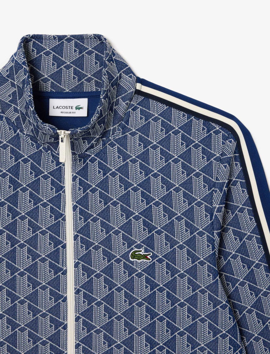 Lacoste Erkek Regular Fit Fermuarlı Monogram Lacivert Sweatshirt