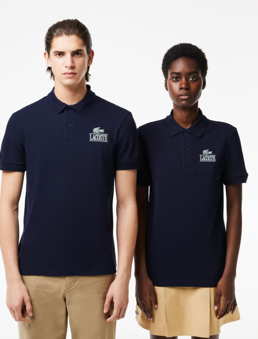 Lacoste Unisex Regular Fit Baskılı Lacivert Polo Lacoste Unisex Regular Fit Baskılı Lacivert Polo