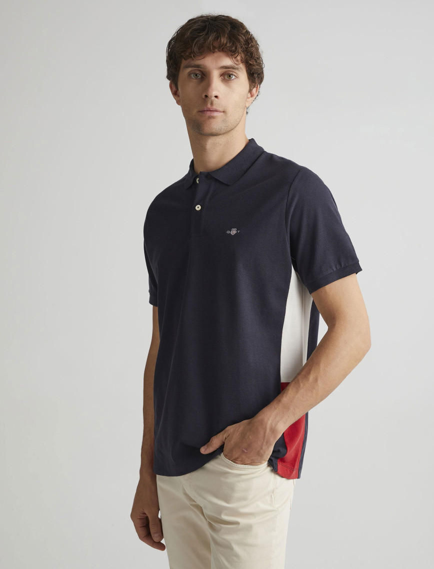 GANT Erkek Krem Regular Fit Renk Bloklu Polo GANT Erkek Krem Regular Fit Renk Bloklu Polo