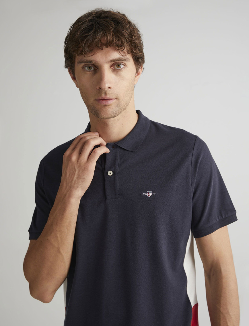 GANT Erkek Lacivert Regular Fit Renk Bloklu Polo GANT Erkek Lacivert Regular Fit Renk Bloklu Polo