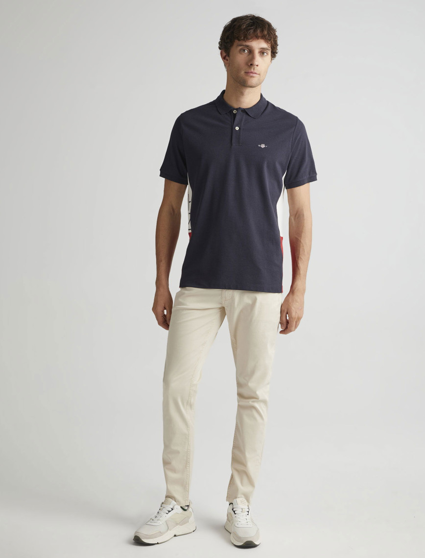 GANT Erkek Lacivert Regular Fit Renk Bloklu Polo GANT Erkek Lacivert Regular Fit Renk Bloklu Polo