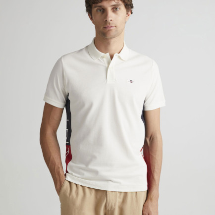 GANT Erkek Krem Regular Fit Renk Bloklu Polo GANT Erkek Krem Regular Fit Renk Bloklu Polo