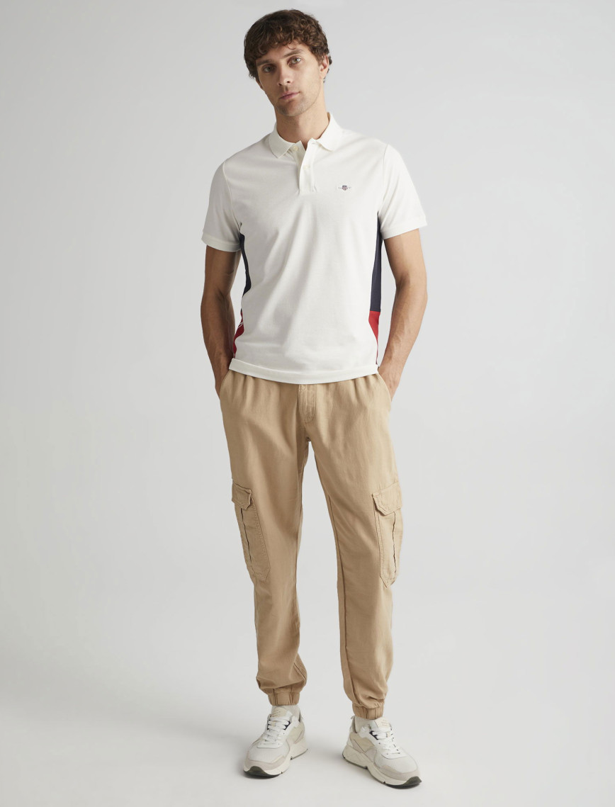 GANT Erkek Krem Regular Fit Renk Bloklu Polo GANT Erkek Krem Regular Fit Renk Bloklu Polo