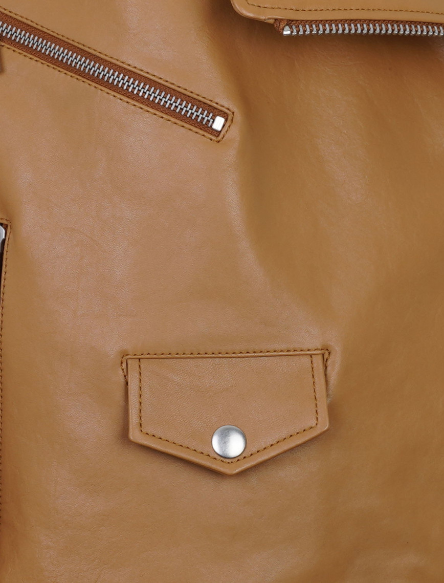 Albinia Kahve Kadın Deri Biker Ceket Albinia Kahve Kadın Deri Biker Ceket