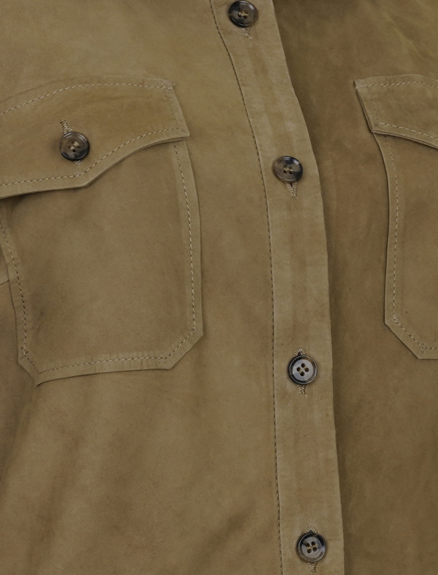 Allecra Yeşil Kadın Süet Deri Gömlek Allecra Yeşil Kadın Süet Deri Gömlek