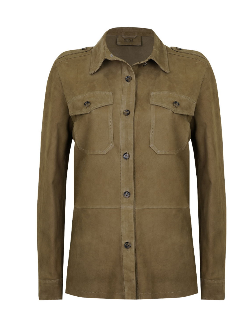 Allecra Yeşil Kadın Süet Deri Gömlek Allecra Yeşil Kadın Süet Deri Gömlek