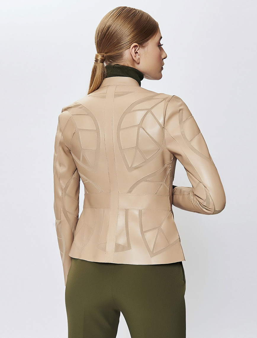 Origa Kadın Yaprak Panelli Deri Ceket Origa Kadın Yaprak Panelli Deri Ceket