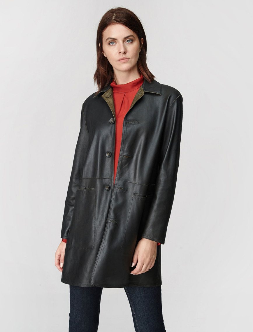 Simonetta Kadın Çift Taraflı Deri Pardösü