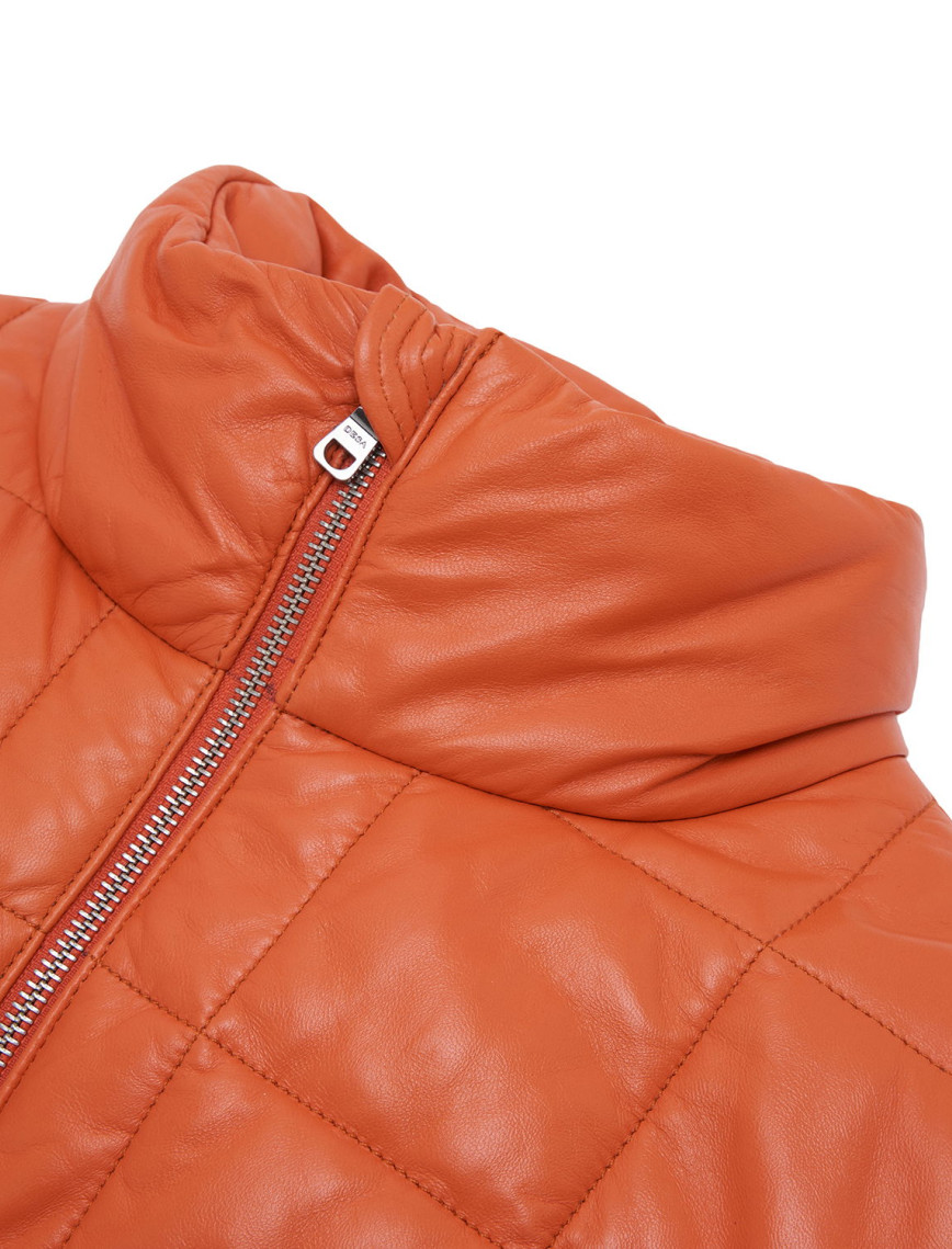 Marquise Turuncu Kadın Kısa Puffer Deri Yelek Marquise Turuncu Kadın Kısa Puffer Deri Yelek