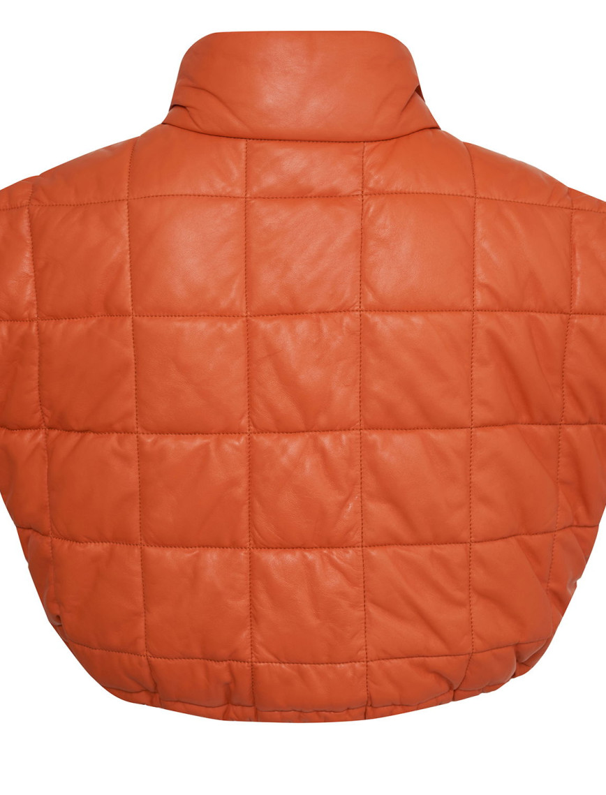 Marquise Turuncu Kadın Kısa Puffer Deri Yelek Marquise Turuncu Kadın Kısa Puffer Deri Yelek
