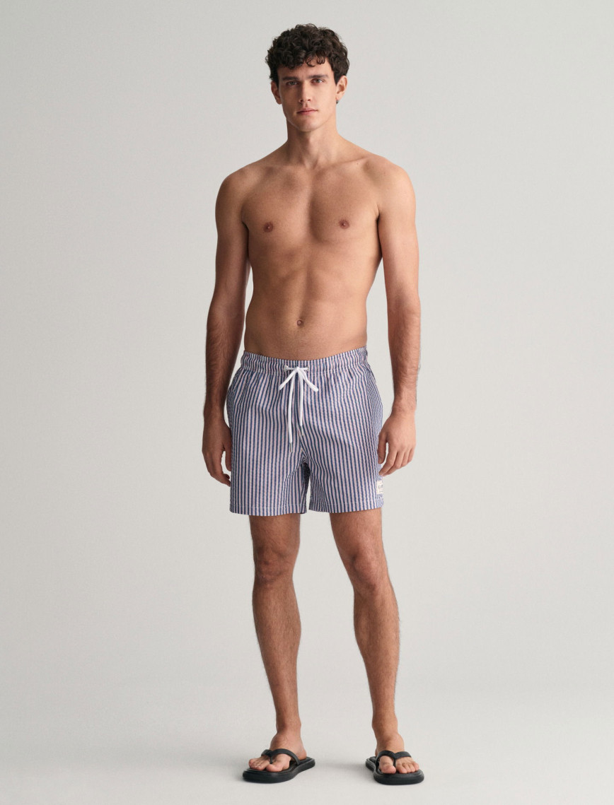 GANT Erkek Mavi Regular Fit Çizgili Mayo Şort GANT Erkek Mavi Regular Fit Çizgili Mayo Şort