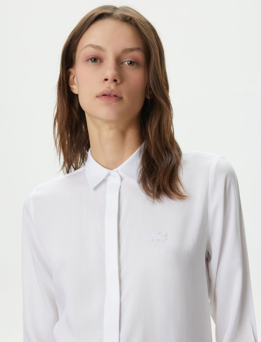 Lacoste Kadın Regular Fit Yarım Kol Beyaz Gömlek Lacoste Kadın Regular Fit Yarım Kol Beyaz Gömlek