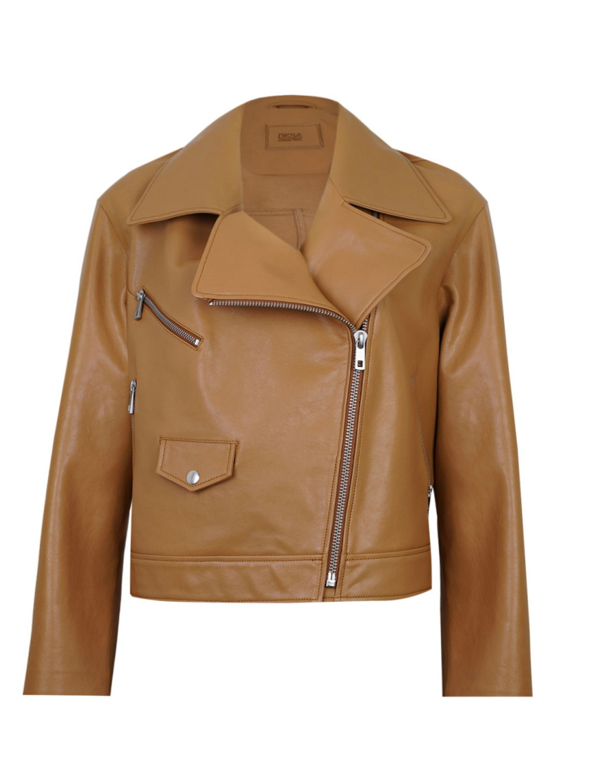 Albinia Kahve Kadın Deri Biker Ceket Albinia Kahve Kadın Deri Biker Ceket