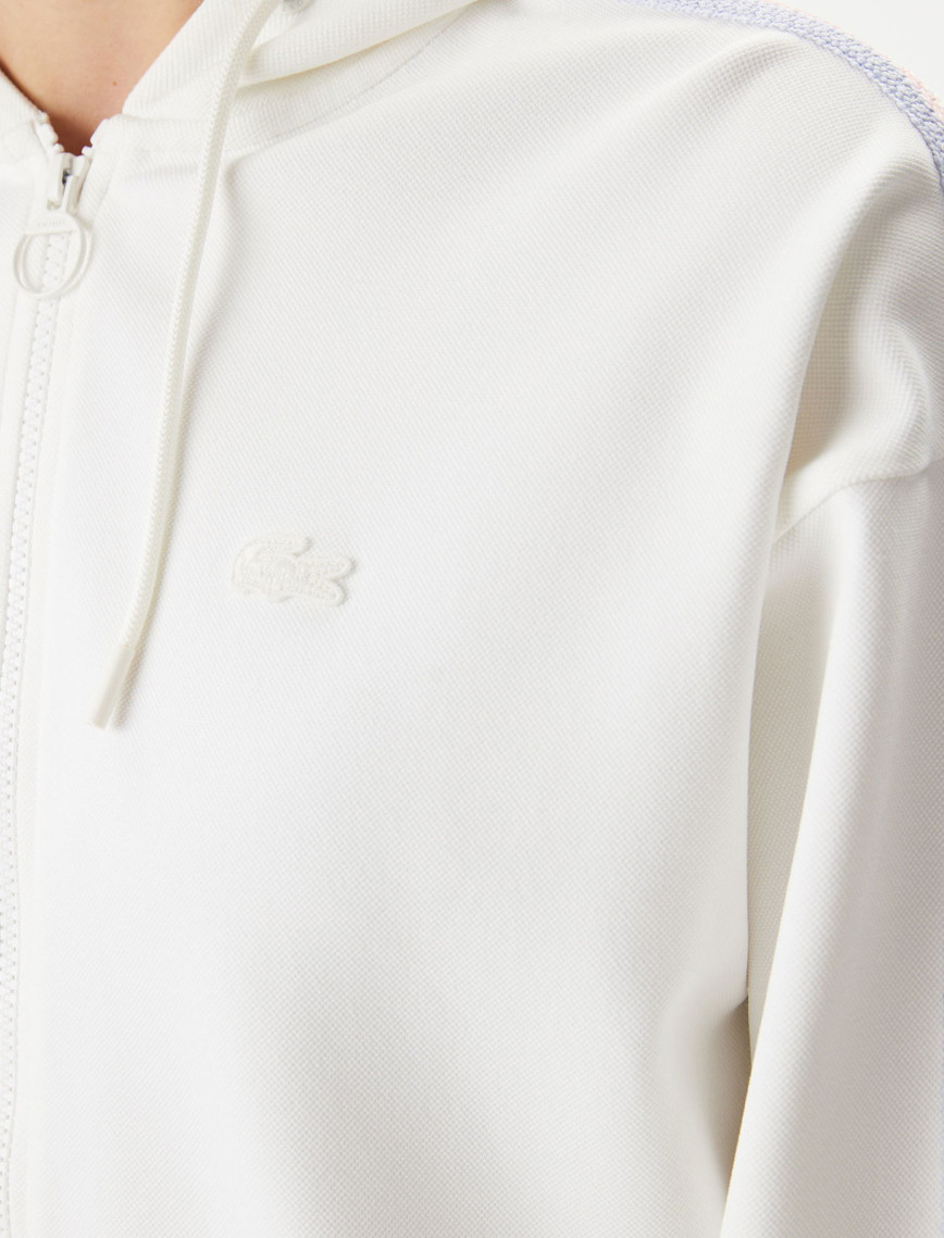 Lacoste Kadın Relaxed Fit Kapüşonlu Beyaz Sweatshirt Lacoste Kadın Relaxed Fit Kapüşonlu Beyaz Sweatshirt